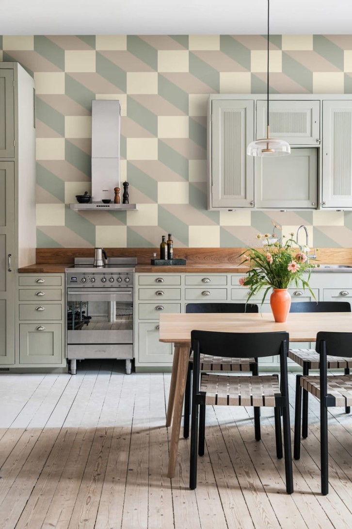 Rebel Walls R20026 Happy Socks Filled Optic Beige - mural w geometryczny i trójwymiarowy wzór