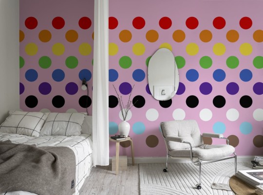 Rebel Walls R20028 Happy Socks Big Dots Happy Pink - mural w duże kropki
