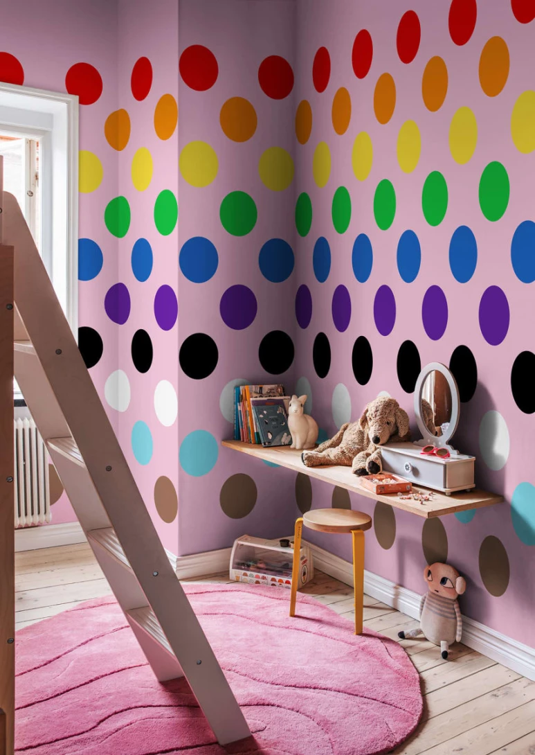 Rebel Walls R20028 Happy Socks Big Dots Happy Pink - mural w duże kropki