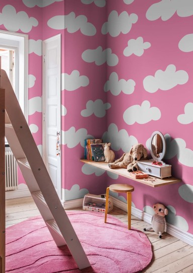 Rebel Walls R20033 Happy Socks Cloudy Happy Pink - mural w chmury
