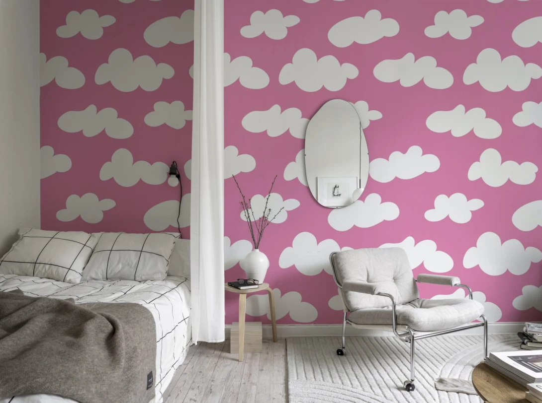 Rebel Walls R20033 Happy Socks Cloudy Happy Pink - mural w chmury