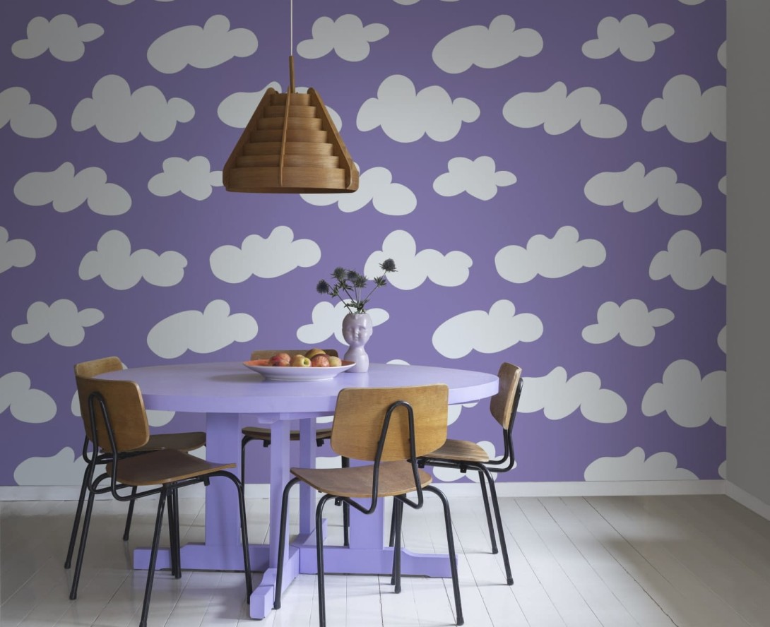 Rebel Walls R20034 Happy Socks Cloudy Lilac - mural w chmury