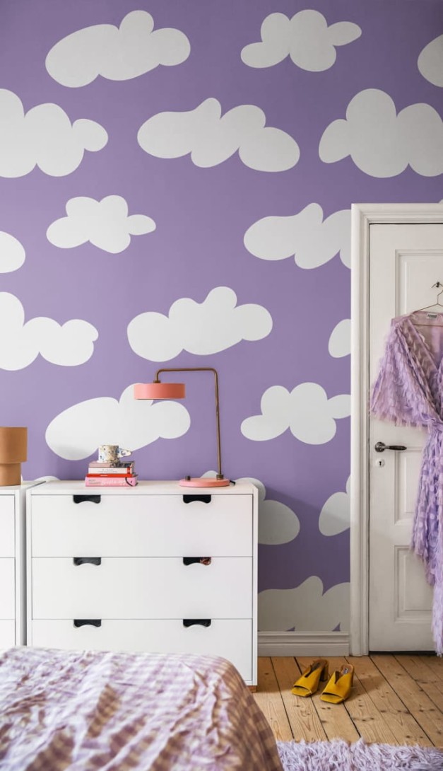 Rebel Walls R20034 Happy Socks Cloudy Lilac - mural w chmury