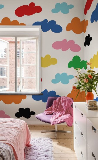 Rebel Walls R20035 Happy Socks Cloudy Rainbow - mural w chmury