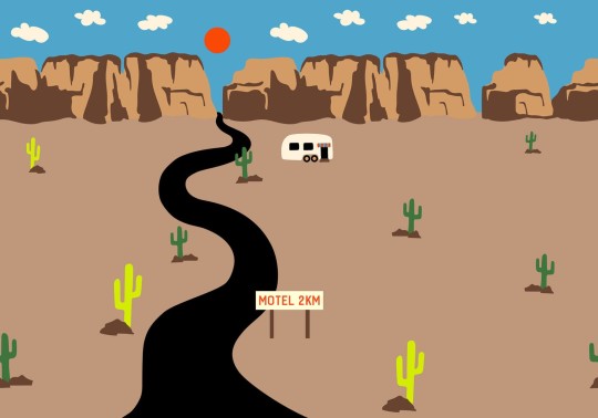 Rebel Walls R20037 Happy Socks Camper - mural w górski krajobraz i kampera