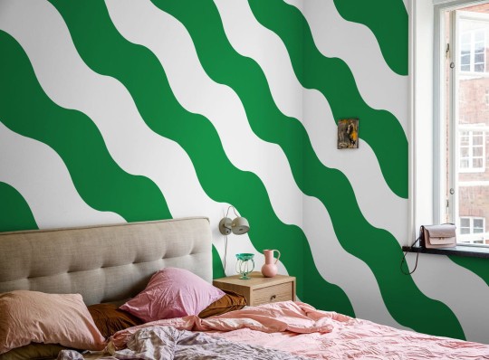 Rebel Walls R20039 Happy Socks Polka Stripe Green - mural w falowane paski