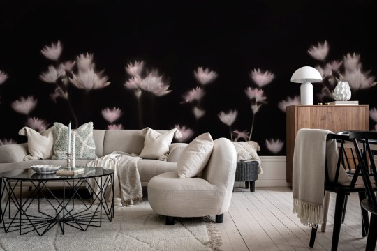 Rebel Walls R18884 Mystic Shades Astrantia Dark - mural w kwiecisty motyw