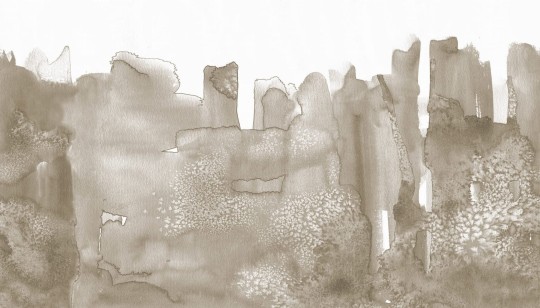 Rebel Walls R20178 Mystic Shades Watercolor City Beige - mural w akwarelowy i abstrakcyjny pejzaż miejski