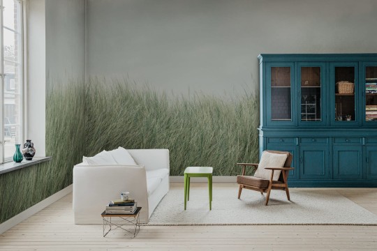 Rebel Walls R18852 Mystic Shades Scandinavian Reed Green - mural w trzcinę