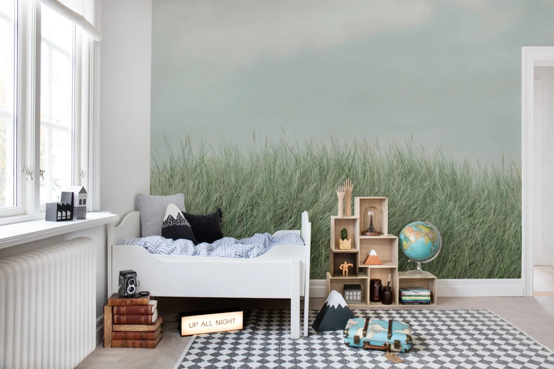 Rebel Walls R18852 Mystic Shades Scandinavian Reed Green - mural w trzcinę