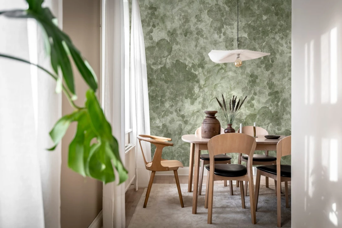 Rebel Walls R18877 Mystic Shades Grapevine Silhouette Green - mural w latorośl winną