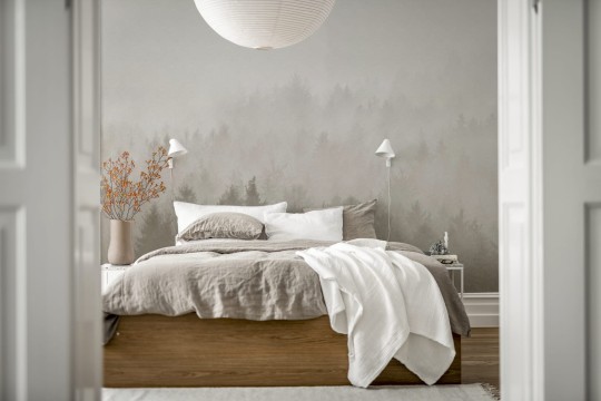 Rebel Walls R18867 Mystic Shades Cloudy Forest Beige - mural w zamglony las