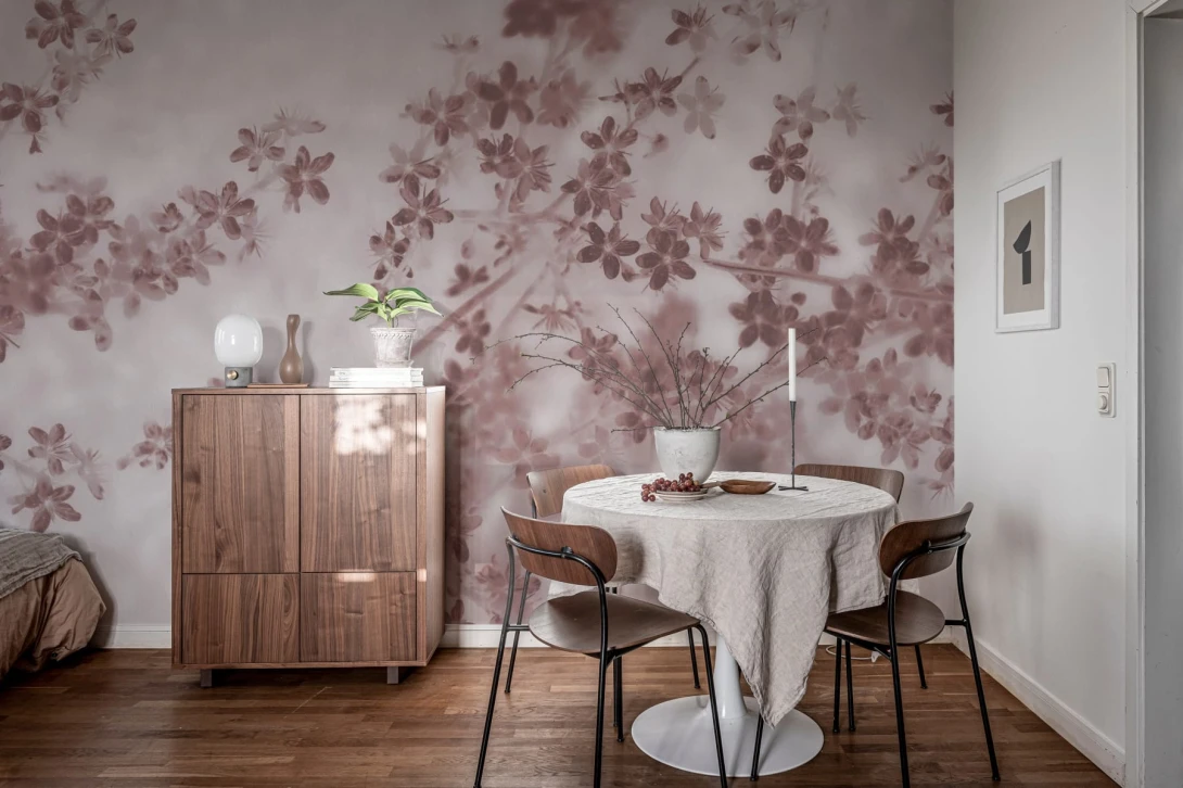 Rebel Walls R18874 Mystic Shades Apple Bloom Pink - mural w cienie kwiatów jabłoni