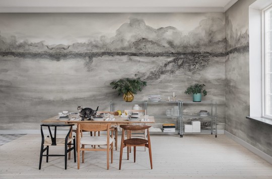 Rebel Walls R18886 Mystic Shades Crystal Water Gray - mural w akwarelowy krajobraz