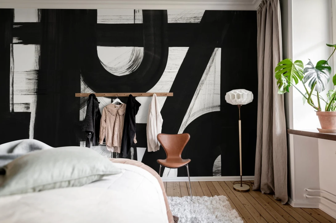 Rebel Walls R20180 Mystic Shades Bold Lines Black & White - mural w abstrakcyjny wzór
