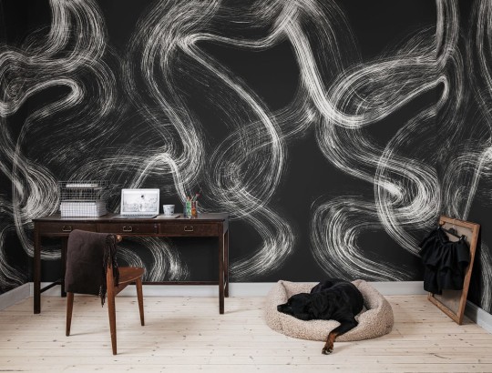 Rebel Walls R20192 Mystic Shades Blurry Stripes Black - mural w abstrakcyjnym stylu