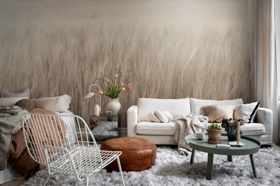 Rebel Walls R18860 Mystic Shades Rye Field Beige - mural w motyw pola