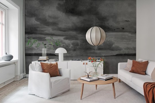 Rebel Walls R18846 Mystic Shades Seabirds Black & White - mural w morski krajobraz