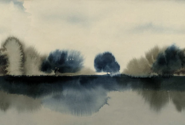 Rebel Walls R20169 Mystic Shades Stormy Forest Blue - mural w motyw lasu