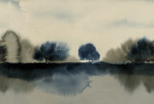 Rebel Walls R20169 Mystic Shades Stormy Forest Blue - mural w motyw lasu