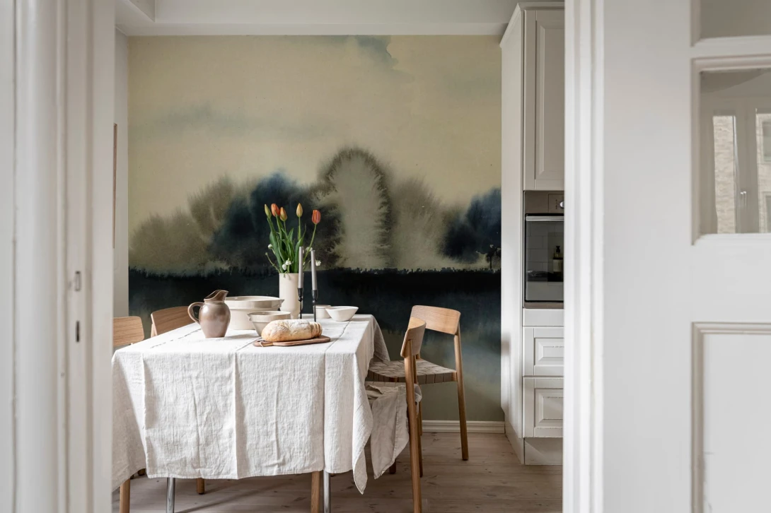 Rebel Walls R20169 Mystic Shades Stormy Forest Blue - mural w motyw lasu