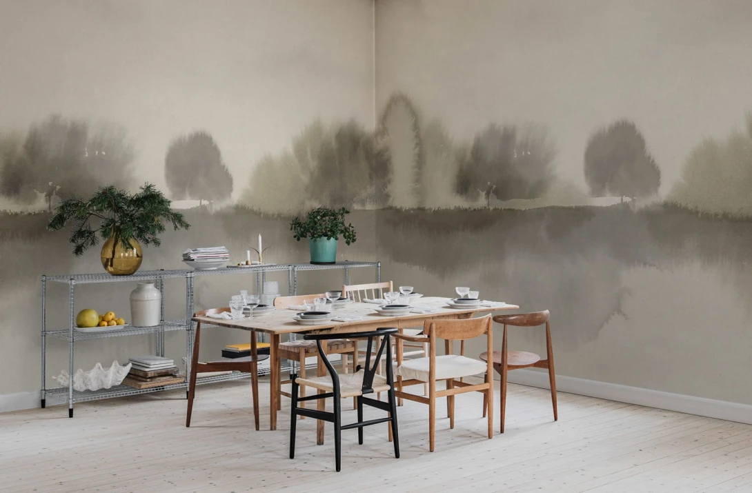 Rebel Walls R20170 Mystic Shades Stormy Forest Beige - mural w motyw lasu