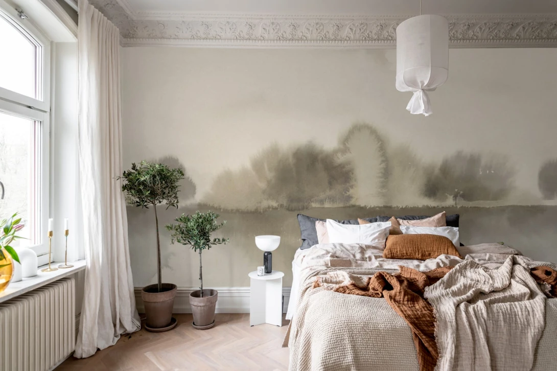 Rebel Walls R20170 Mystic Shades Stormy Forest Beige - mural w motyw lasu