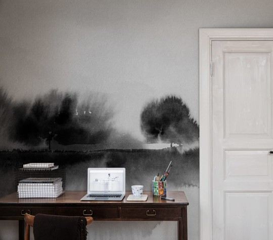 Rebel Walls R20173 Mystic Shades Stormy Forest Black & White - mural w motyw lasu