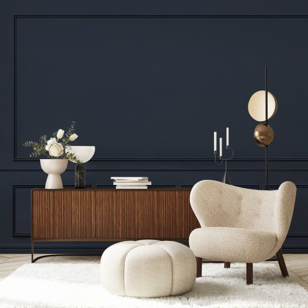 Les Dominotiers DOM_2020 Volume 11 Wall Panelling Lucien Navy - mural imitujący francuskie listwy ścienne