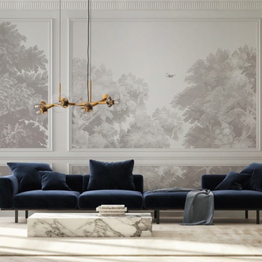 Les Dominotiers DOM_2009 Volume 11 Wall Panelling Eugène Forest - mural z roślinnym motywem imitujący francuską sztukaterię