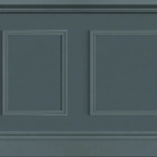 Casadeco 200456833 Galons & Frises Le Petit Salon Bleu petrole - tapeta imitująca zielononiebieską boazerię angielską