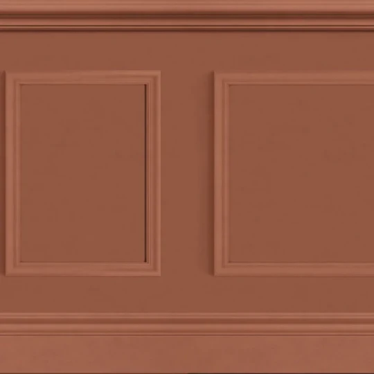 Casadeco 200458631 Galons & Frises Le Petit Salon Terre de sienne - tapeta imitująca boazerię angielską w kolorze terakoty