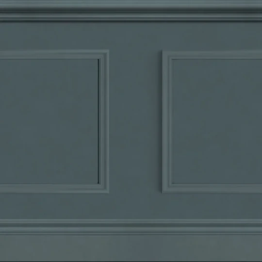 Casadeco 200466937 Galons & Frises La Bibliotheque Bleu petrole - tapeta imitująca niebieskozieloną boazerię angielską