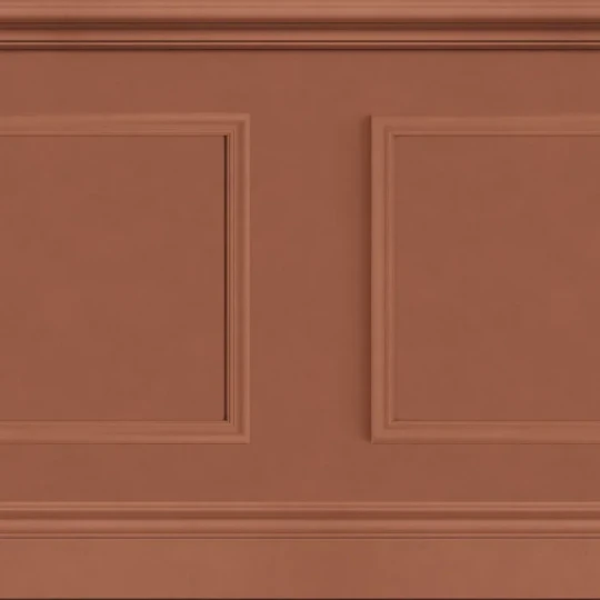 Casadeco 200468410 Galons & Frises La Bibliotheque Terre de sienne - tapeta imitująca boazerię angielską w kolorze terakoty