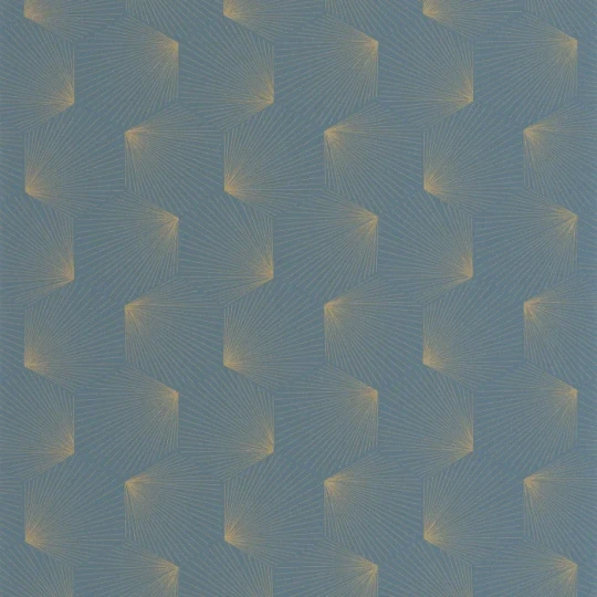 Caselio 105526115 Graphic Filament Bleu or - tapeta w geometryczny wzór w stylu art deco