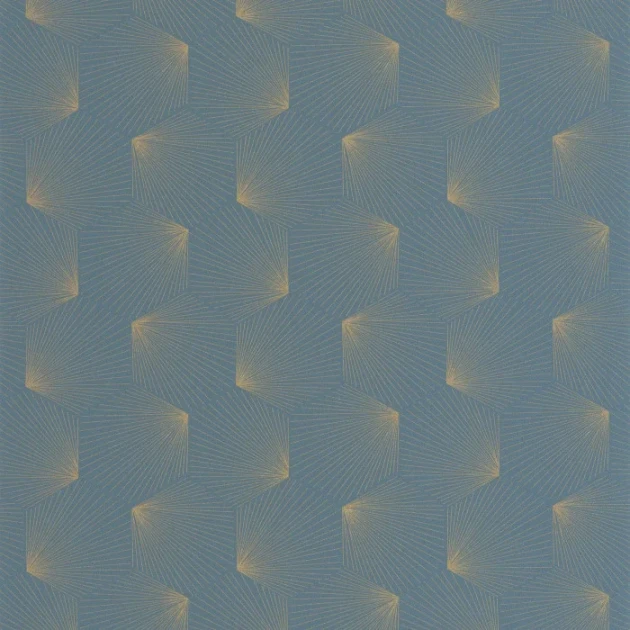 Caselio 105526115 Graphic Filament Bleu or - tapeta w geometryczny wzór w stylu art deco