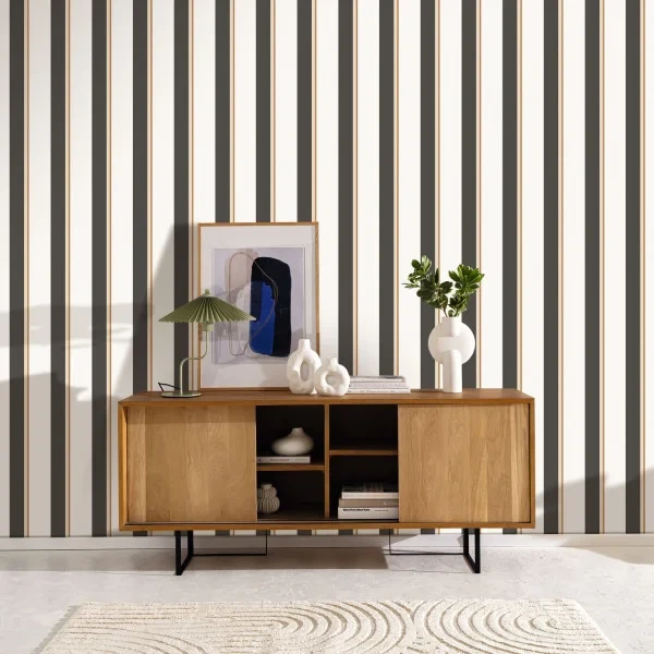 Caselio 105530564 Graphic Linear Bleu aubergine - tapeta w pasy
