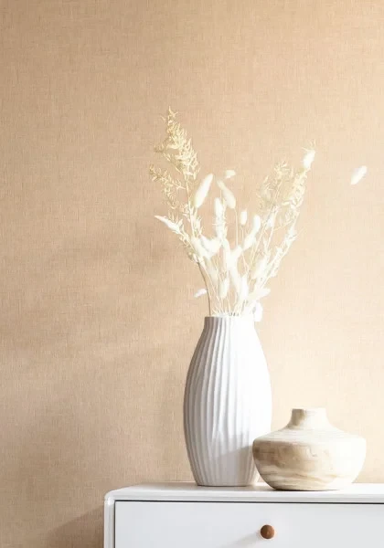 Caselio 68520000 Graphic Linen Uni Blanc - biała tapeta imitująca len