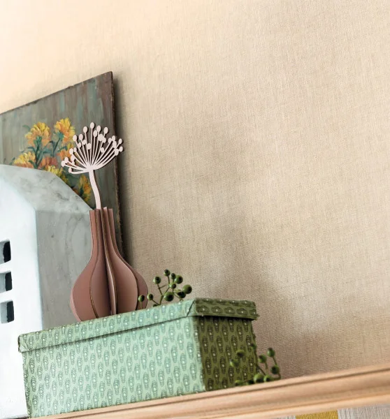 Caselio 68521289 Graphic Linen Uni Beige moyen - beżowa tapeta imitująca len