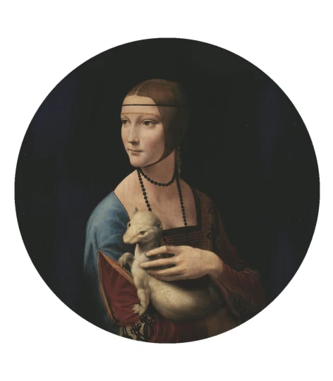 Wallcolors Dots Lady With An Ermine - okrągły mural Dama z gronostajem