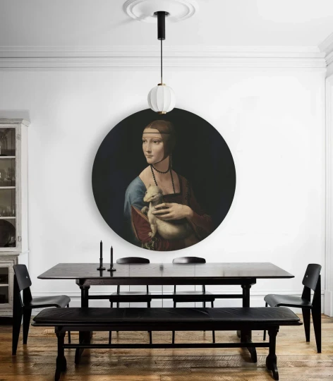 Wallcolors Dots Lady With An Ermine - okrągły mural Dama z gronostajem