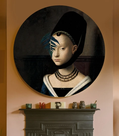 Wallcolors Dots Lady Fern - okrągły mural w kobiecą postać i rośliny