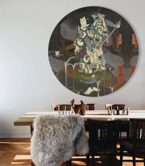 Wallcolors Dots Shoguns Shadow - okrągły mural w postać samuraja