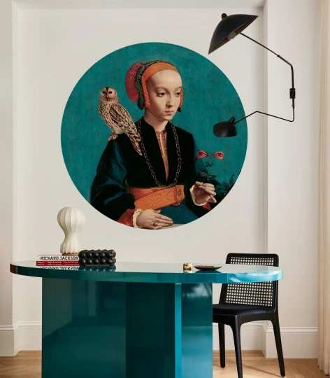 Wallcolors Dots Owl Lady - okrągły mural w kobiecą postać i sowę