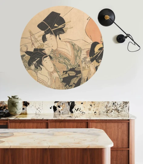 Wallcolors Dots Bushido Gathering - okrągły mural w samurajów