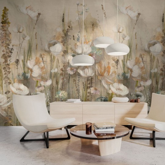 Wall Art Lilium - mural w białe kwiaty