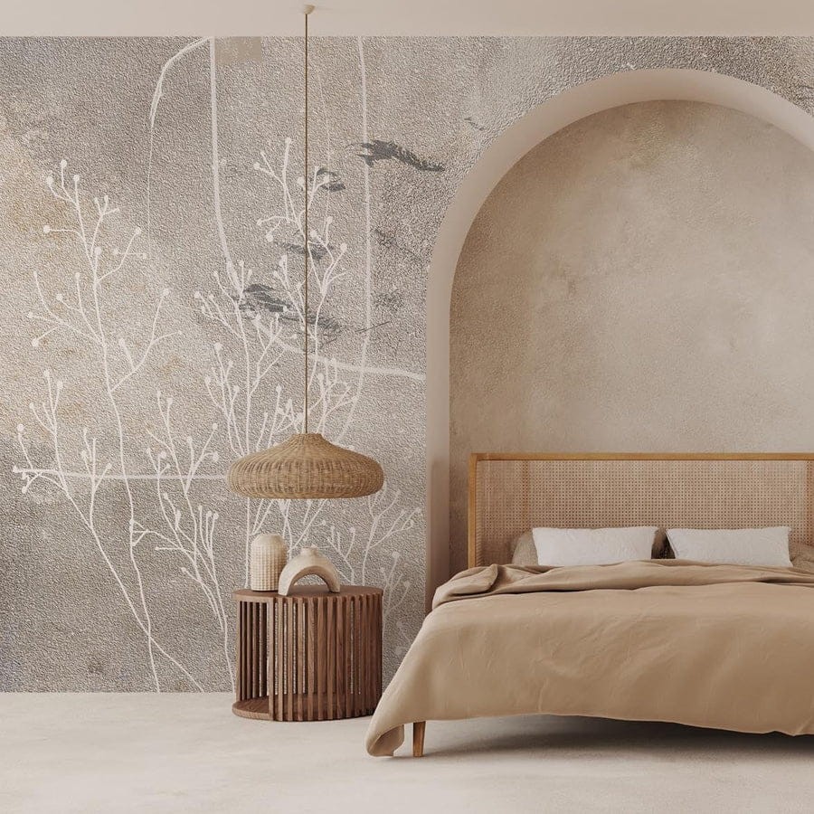 Wall Art Anetum - mural imitujący strukturę betonu w roślinny motyw