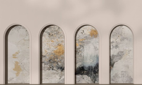 Wall Art Libra Beige Fog - mural w architektoniczny motyw