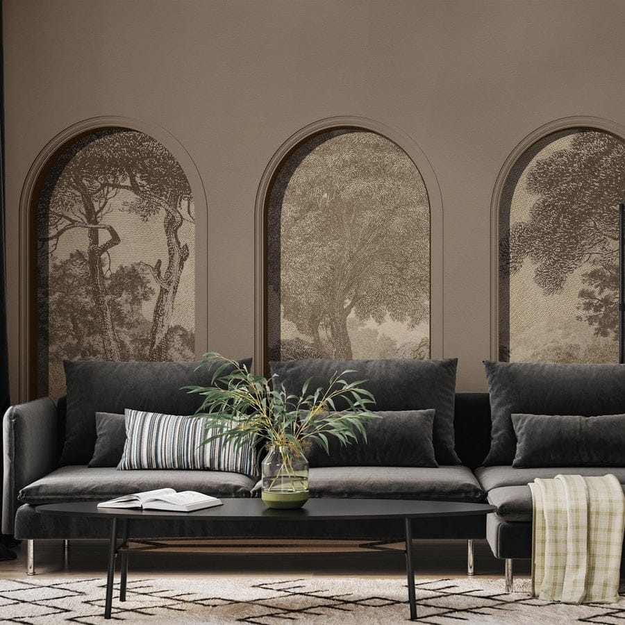 Wall Art Libra Coffee Hood Beige - mural w architektoniczny motyw i drzewa