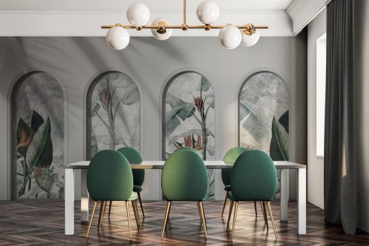 Wall Art Libra Light Grey Rainforest - mural w architektoniczny motyw i rośliny